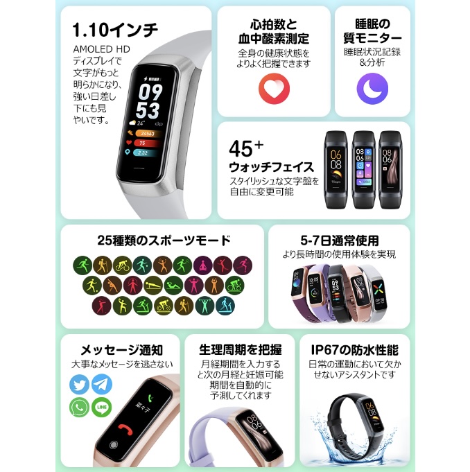 C60 スマートウォッチ メンズ レディース iPhone対応 LAMA smart watch画像3