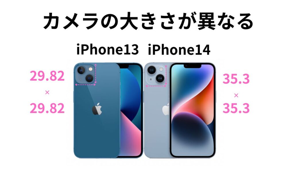 iPhone13と14カメラサイズの違い比較写真